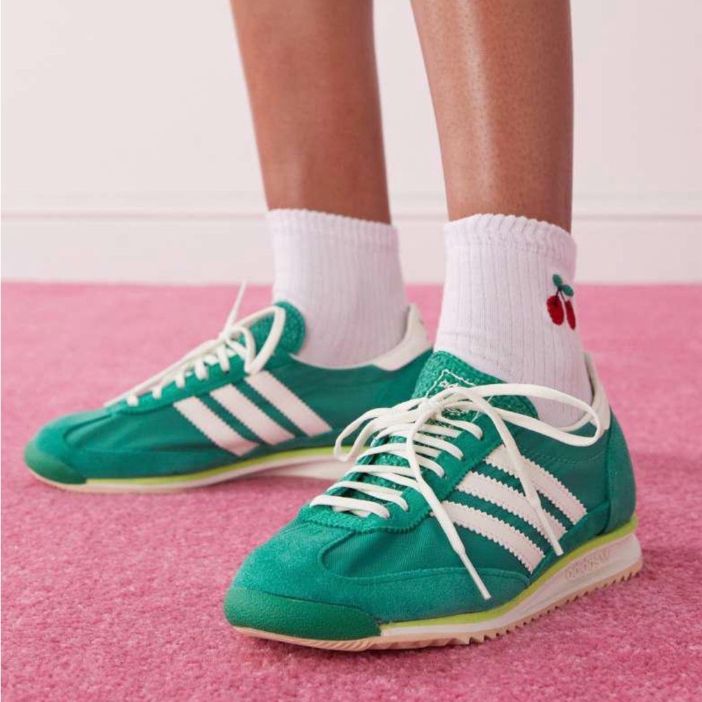 Adidas Men's Emerald and White Sneakers - Picture 2 of 4